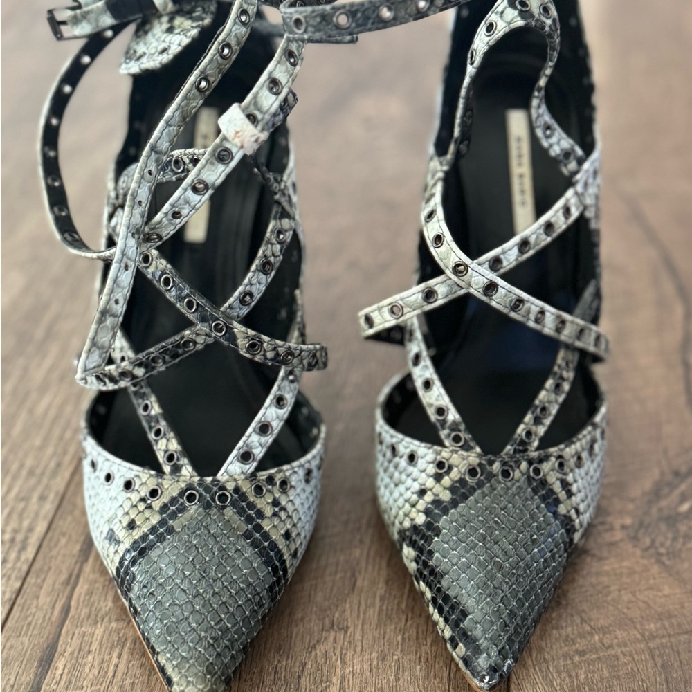 ZARA Snakeskin Lace-Up Heels